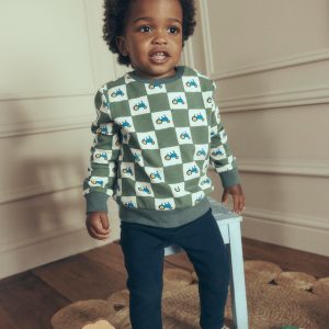 Sweatshirt & Legging Set-Green Check Tractors
