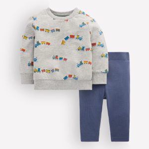 Sweatshirt & Legging Set-Grey Marl Trains