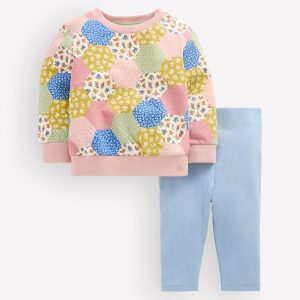Sweatshirt & Legging Set-Multi Patchwork Print