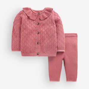 Pointelle Knitted Play Set-Vintage Rose