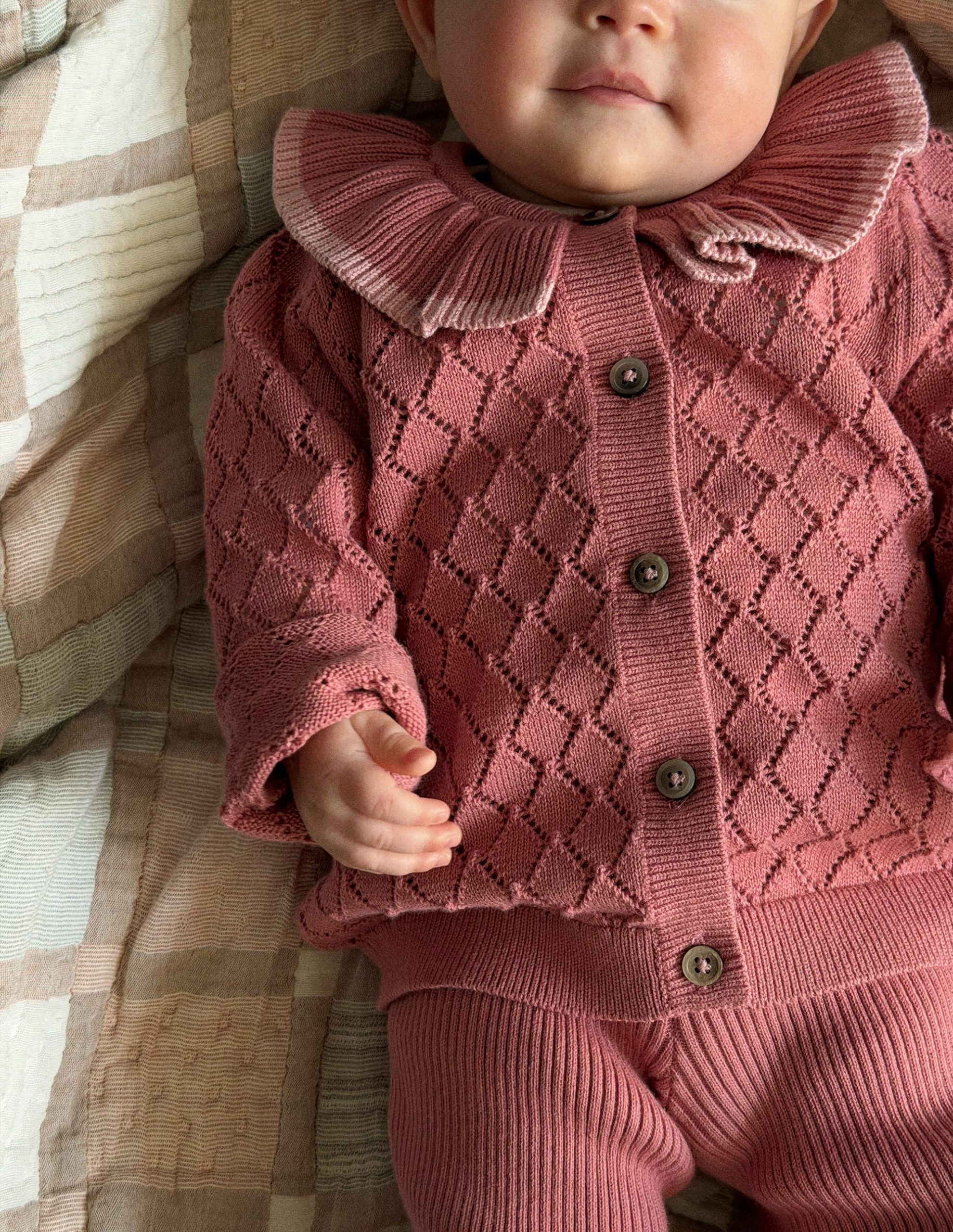 Pointelle Knitted Play Set-Vintage Rose - Image 4