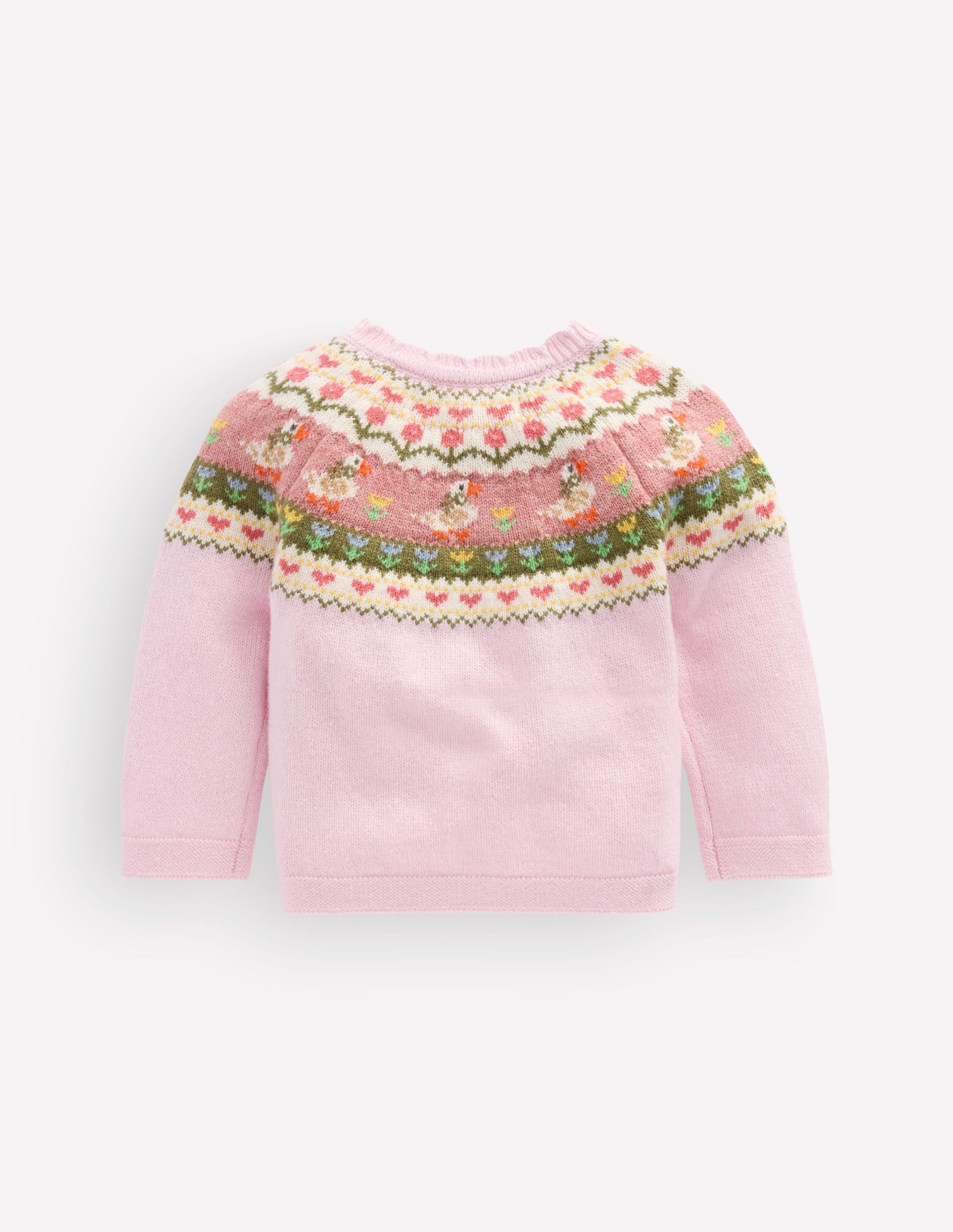 Fair Isle Cardigan-Chalk Pink Geese Fair Isle - Image 2
