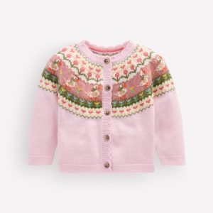 Fair Isle Cardigan-Chalk Pink Geese Fair Isle
