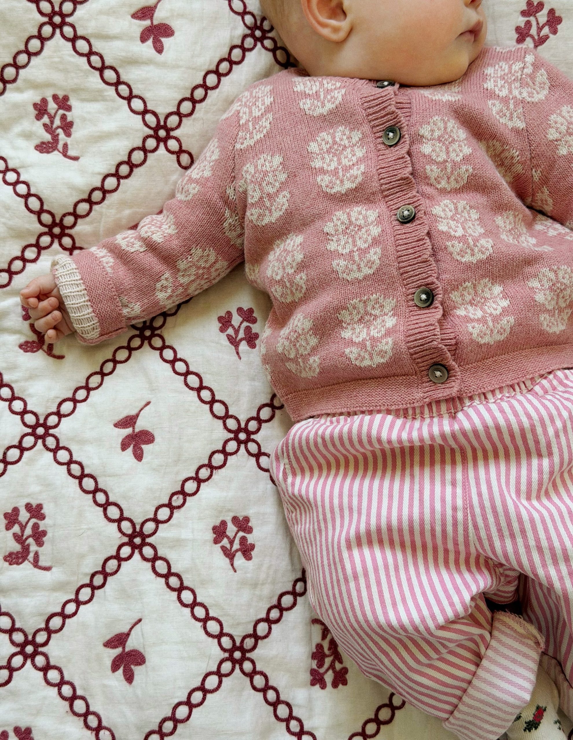 Fair Isle Cardigan-Pink Heather Marl - Image 4