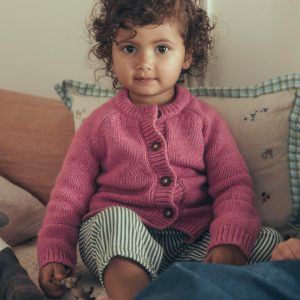 Chunky Cardigan-Pink Heather Marl
