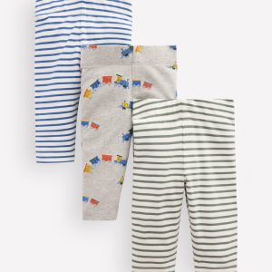 3-pack Cotton Leggings-Grey Marl Trains