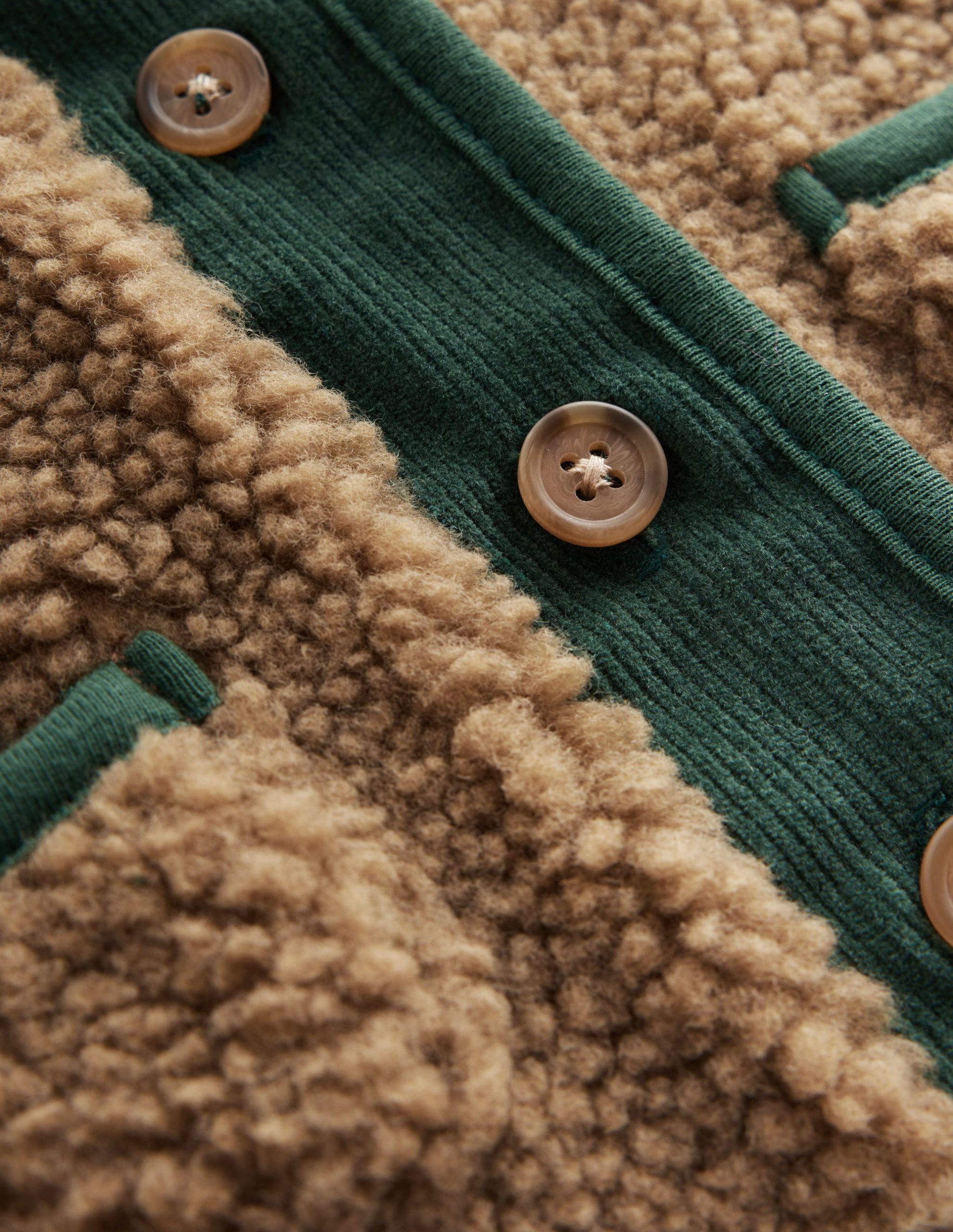 Plain Borg Gilet-Brown and Dark Green - Image 3