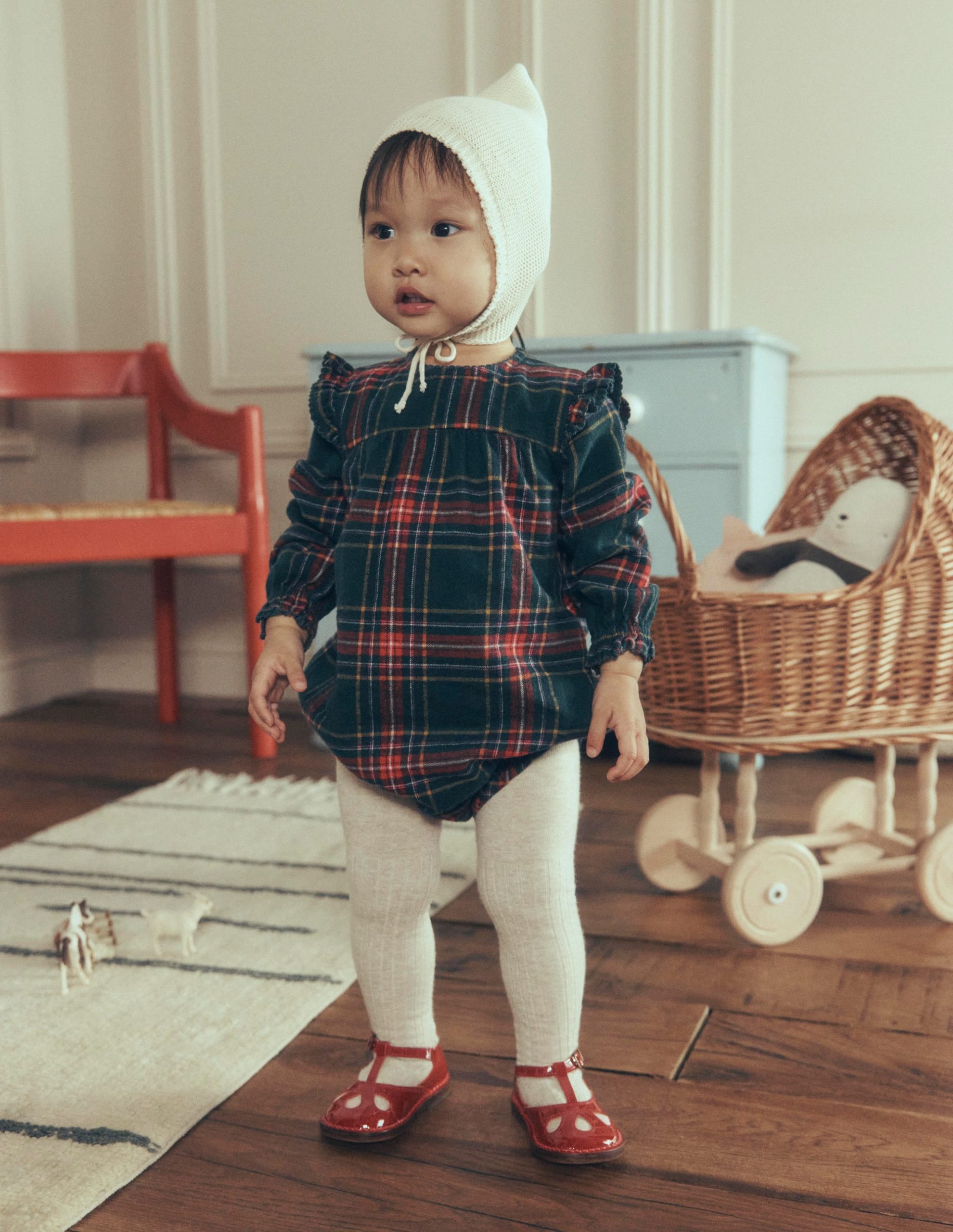 Woven Bubble Romper-Green/Red Check - Image 8