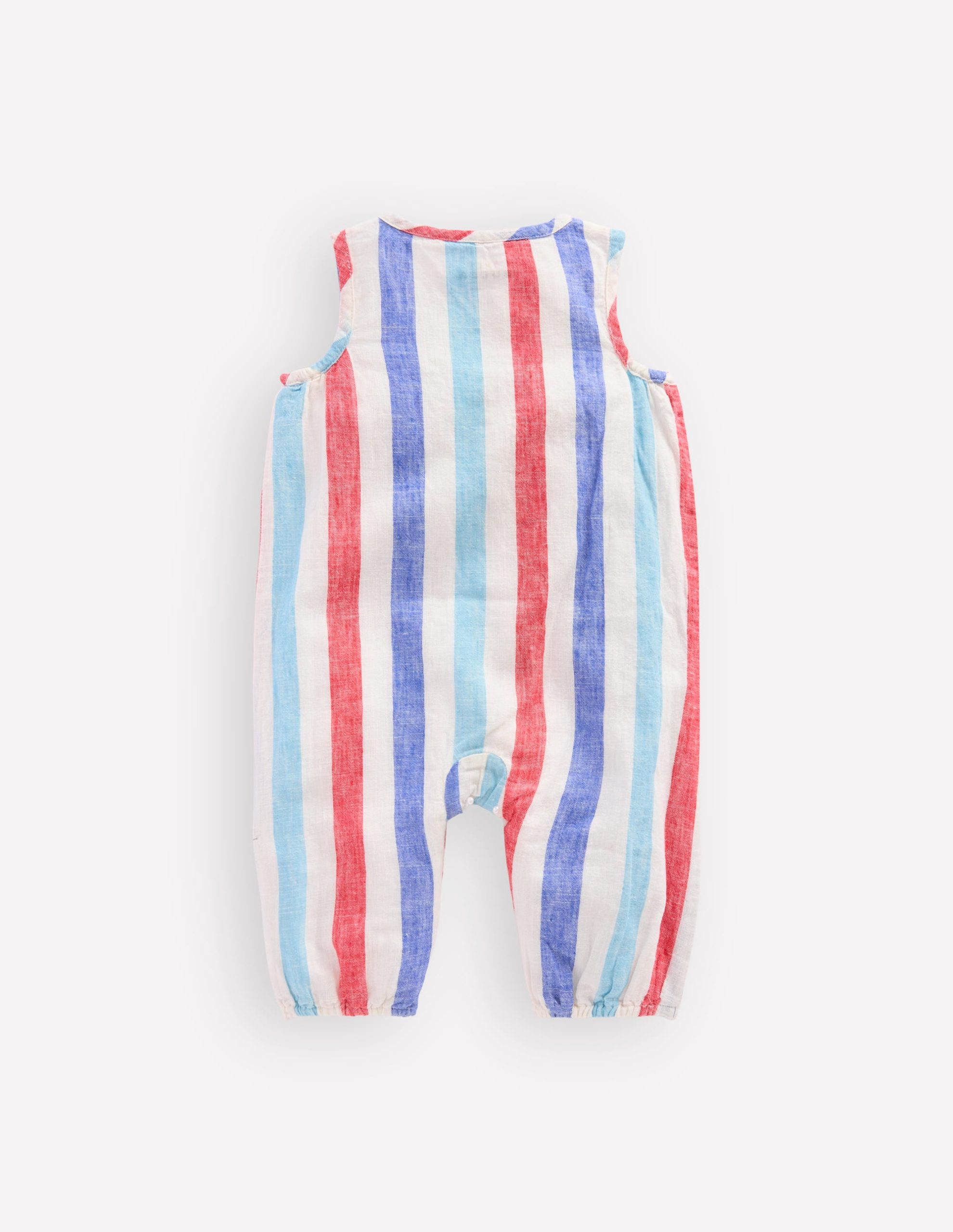 Button Down Romper-Red and Blue Multi Stripe - Image 2