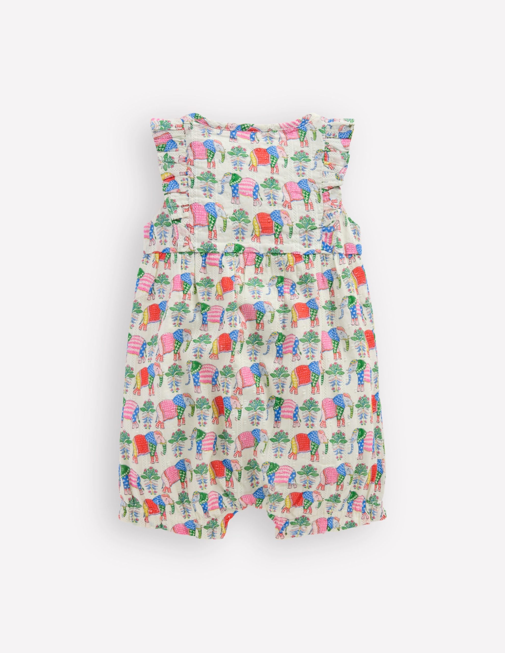 Short Frill Bubble Romper-Multi Elephant Woodblock - Image 2