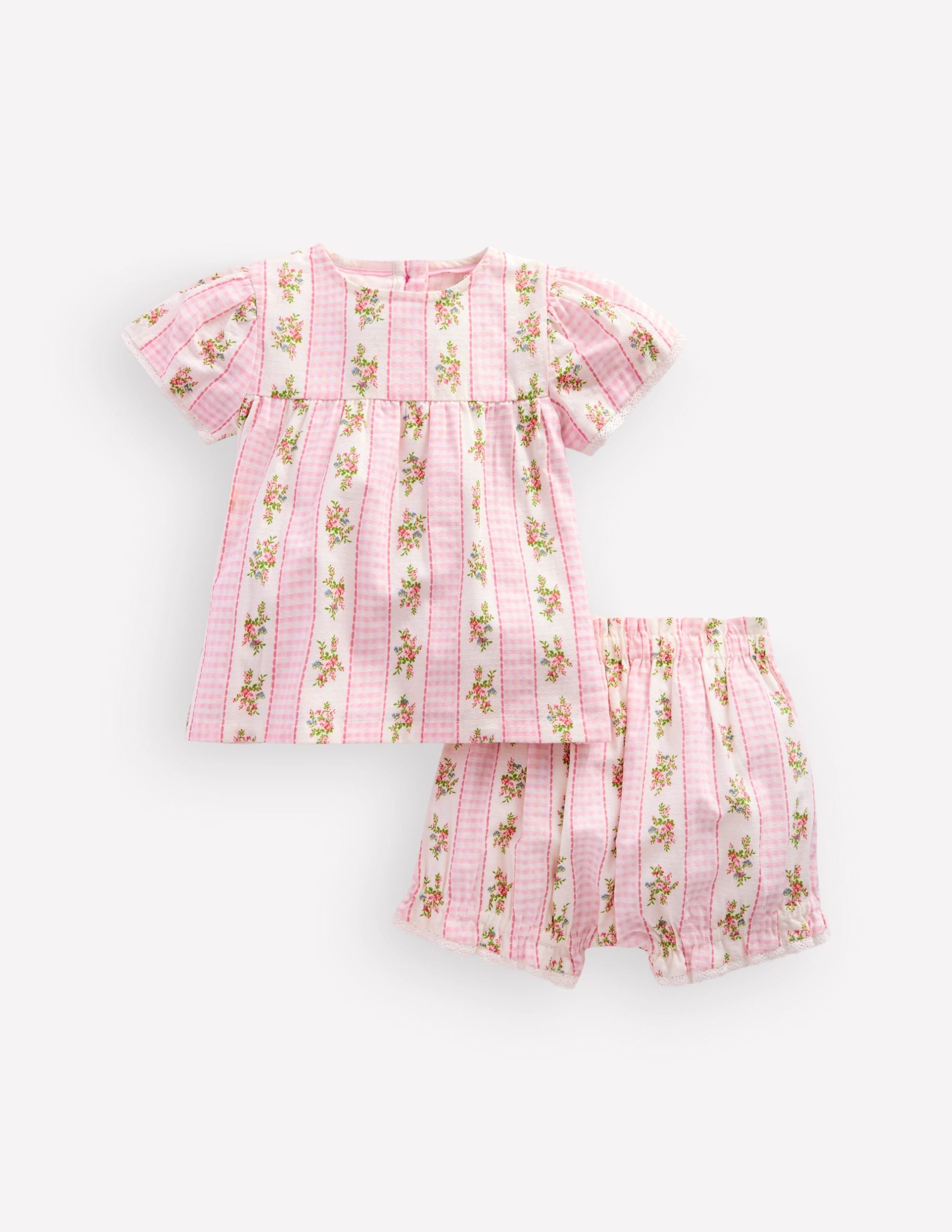 Woven Bloomers Play Set-Pink Gingham Floral