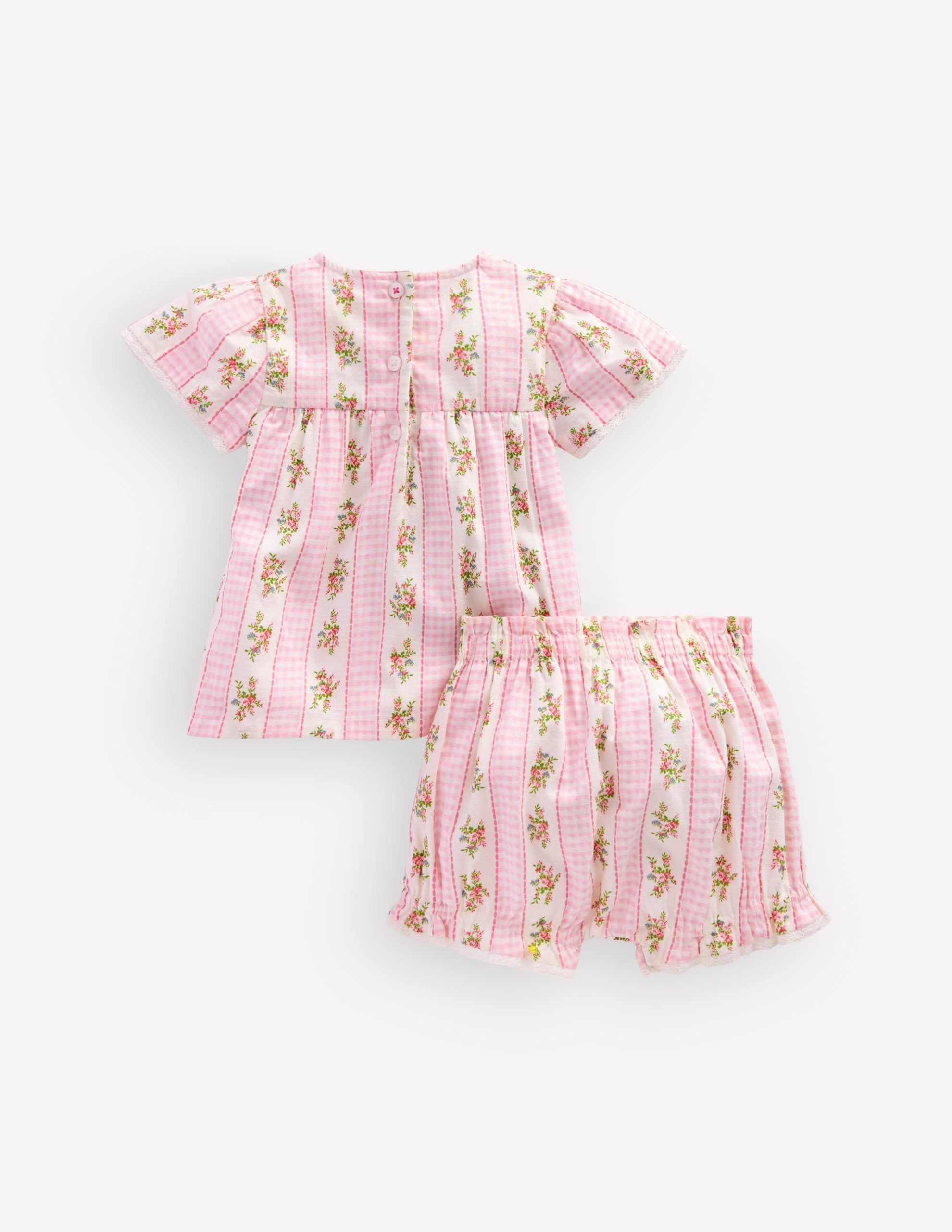 Woven Bloomers Play Set-Pink Gingham Floral - Image 2