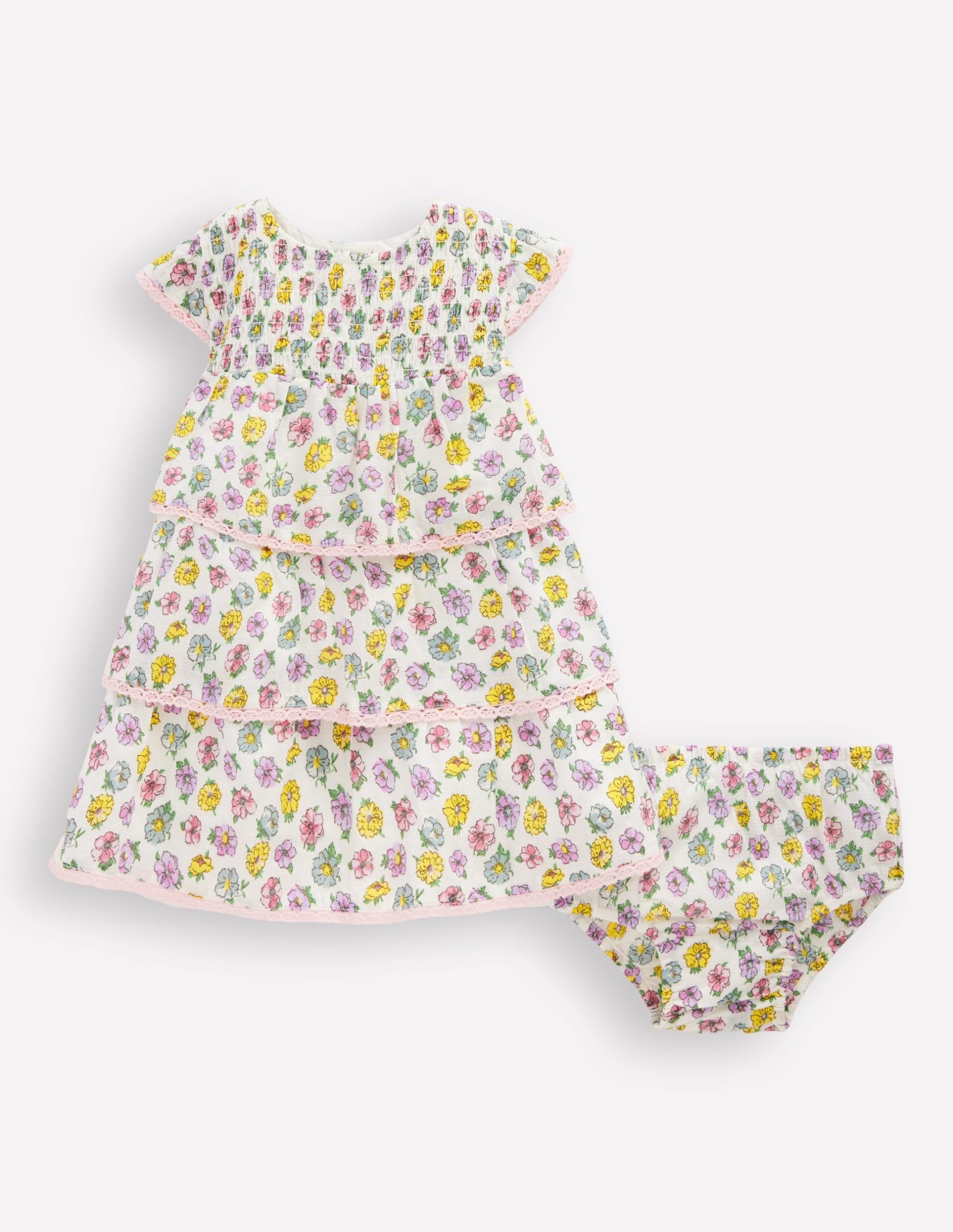 Tiered Woven Dress-Soft Ivory Rose