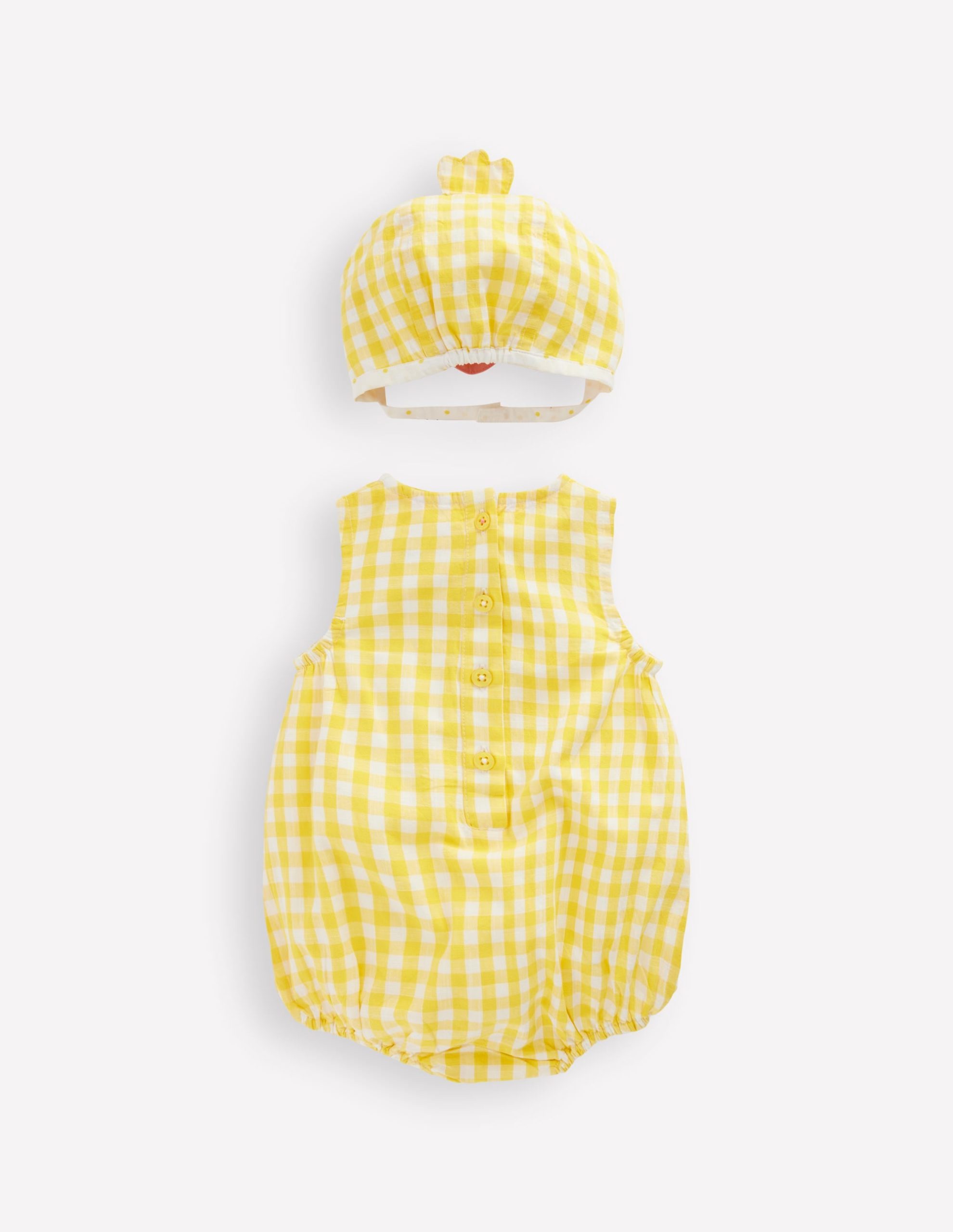 Novelty Woven Romper Set-Pineapple Yellow Gingham Chick - Image 2