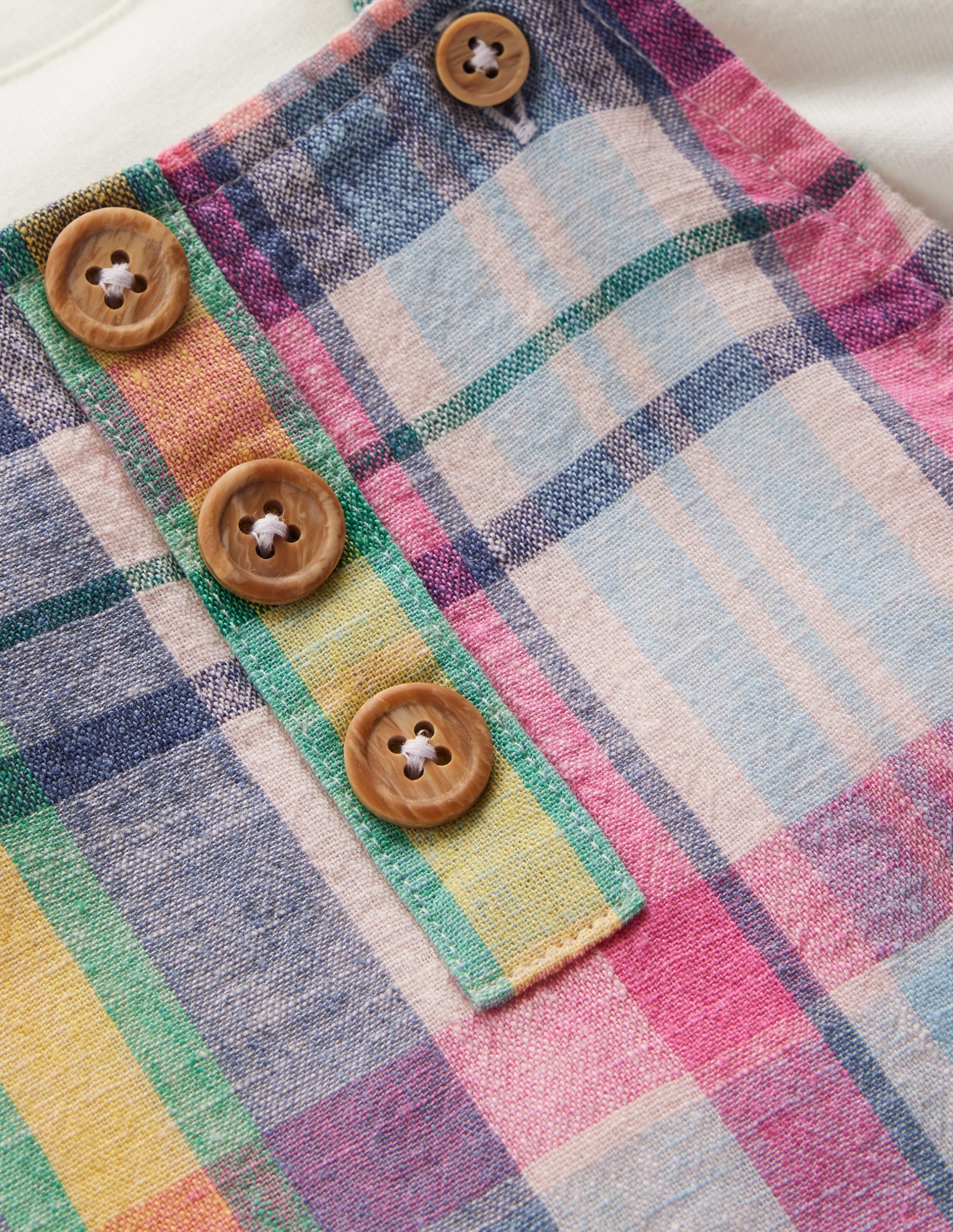 Short Woven Overalls Set-Madras Check - Image 3