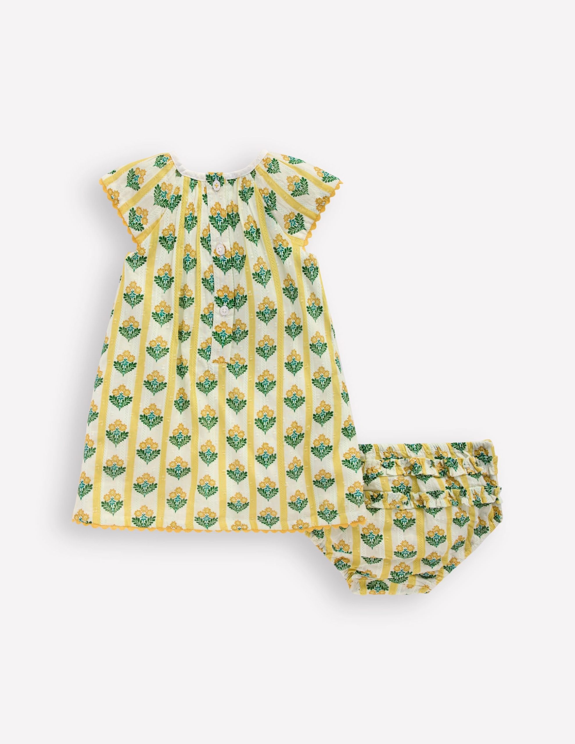 Floaty Shirred Dress-Yellow Flower Stem - Image 2