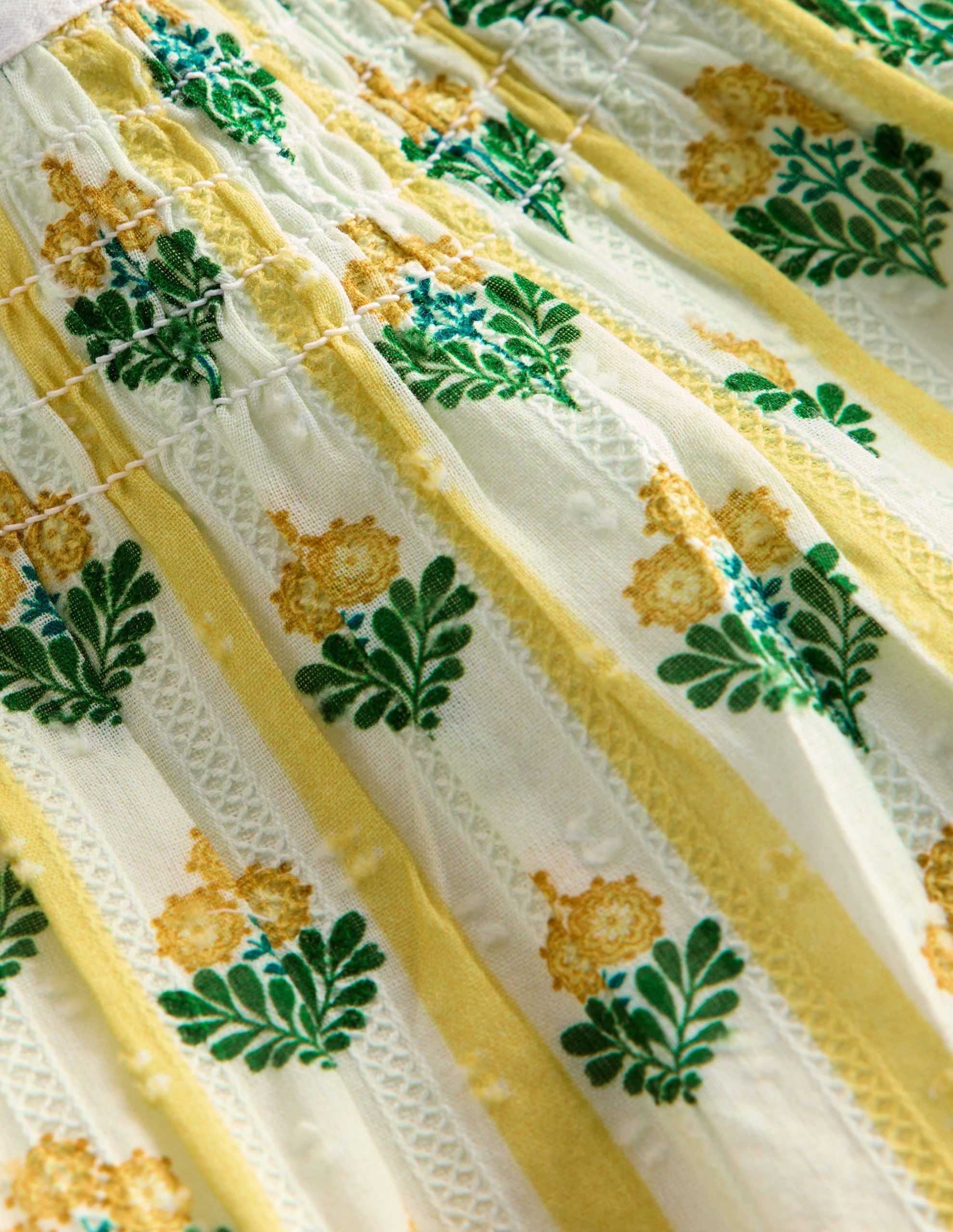 Floaty Shirred Dress-Yellow Flower Stem - Image 3