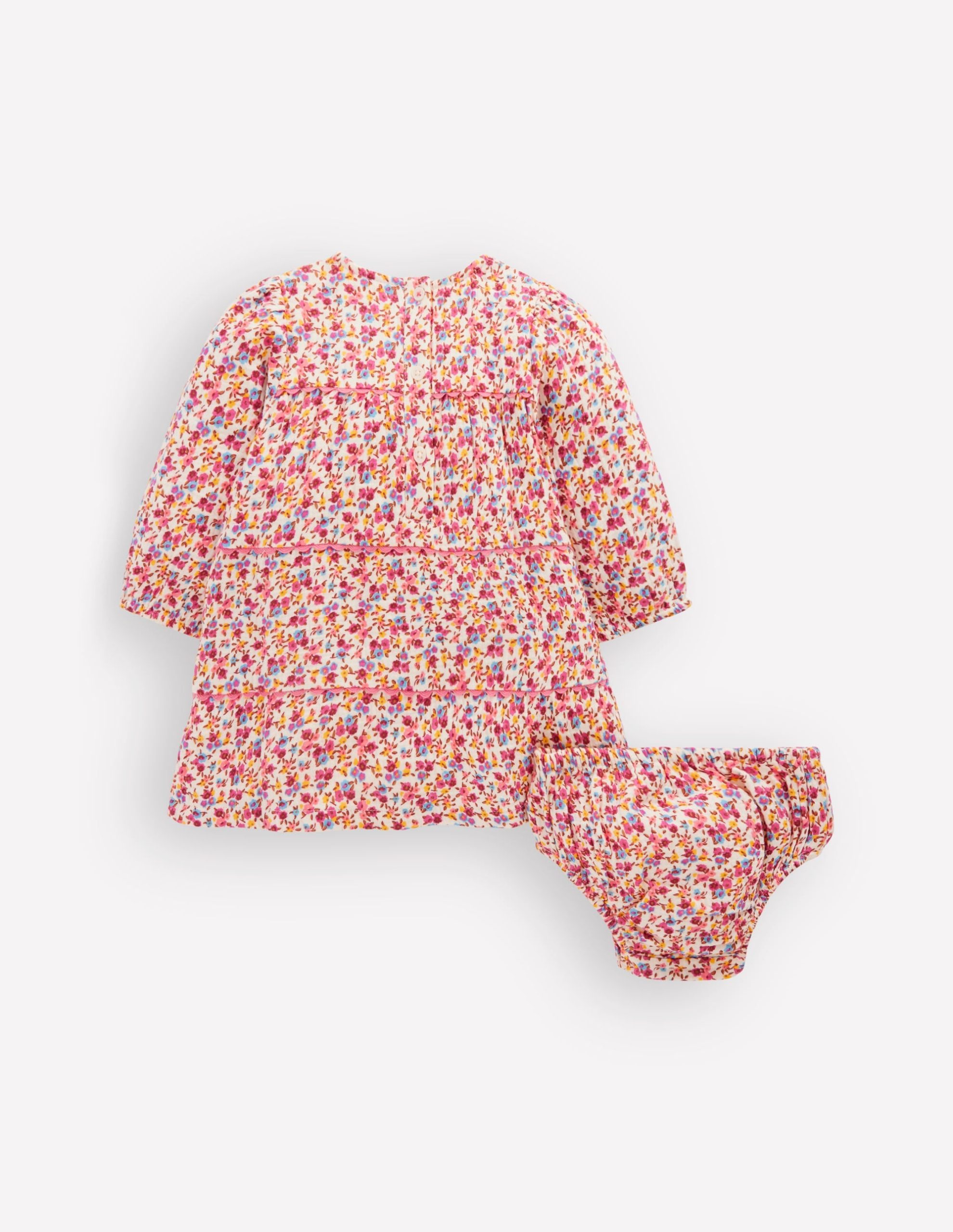 Tiered Ric Rac Dress-Pink Ditsy Floral - Image 2