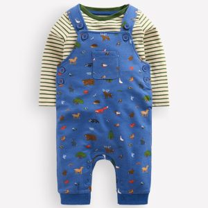 Jersey Overalls Set-Blue Woodland