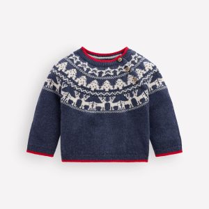Fair isle Sweater-College Navy Marl Festive