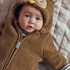 Novelty Cosy Borg Jacket-Brown Owl