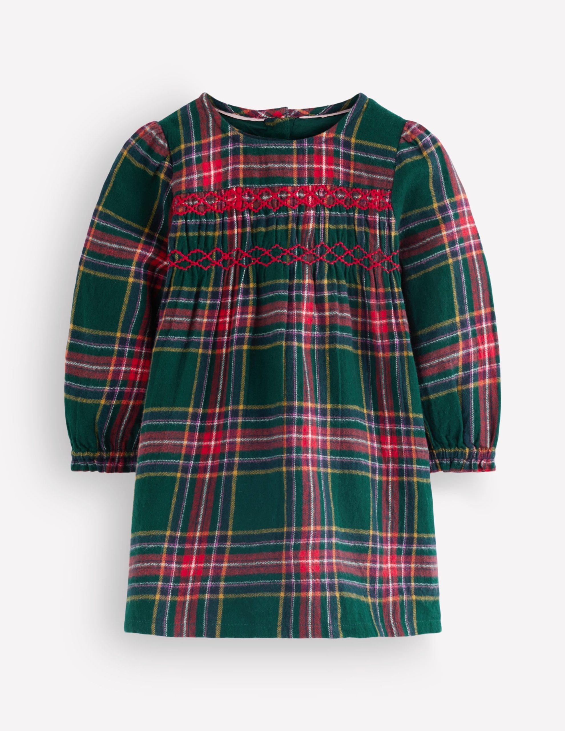 Smocked Occasion Dress-Green Family Check - Image 5