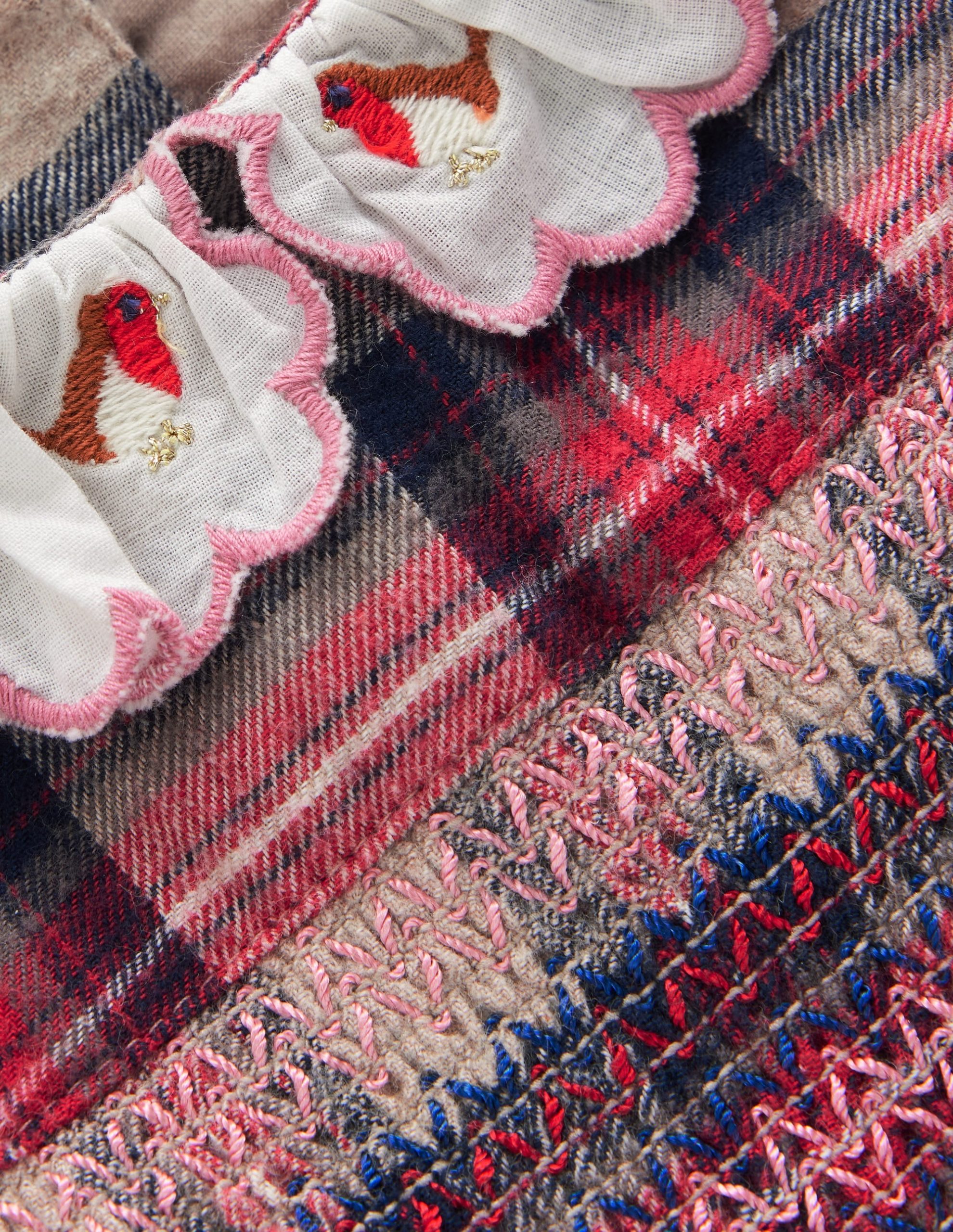 Smocked Party Dress-Oatmeal Check - Image 3