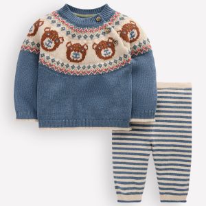 Fair Isle Knitted Play Set-Denim Blue Bear Fair Isle