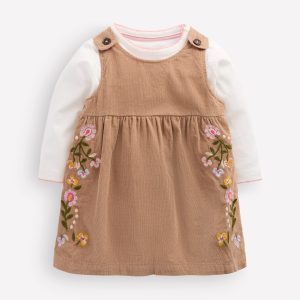 Embroidered Pinny Dress Set-Ginger Embroidery