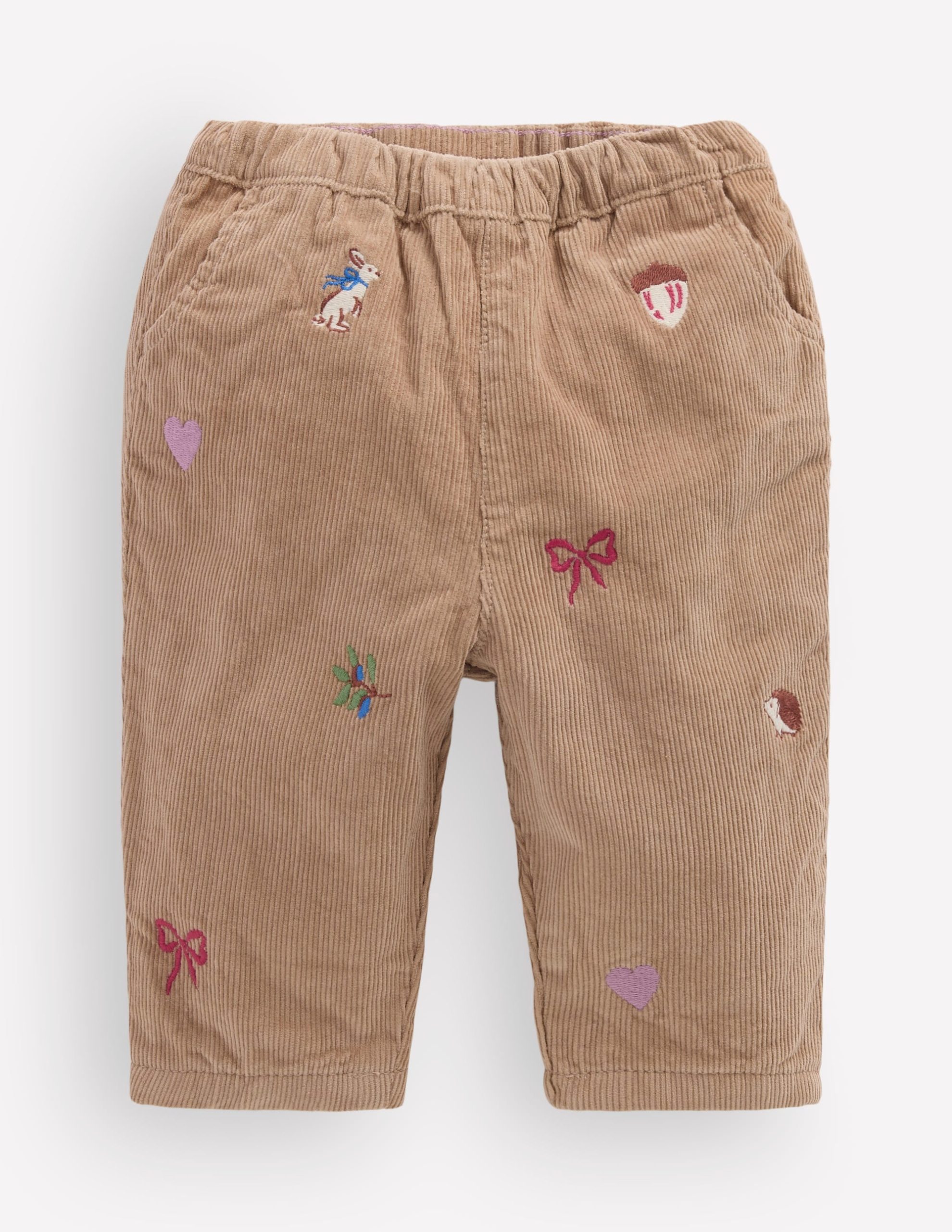 Cotton Cord Pants-Embroidered Taupe
