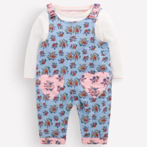 Woven Overalls Set-Blue Sprouting Garden
