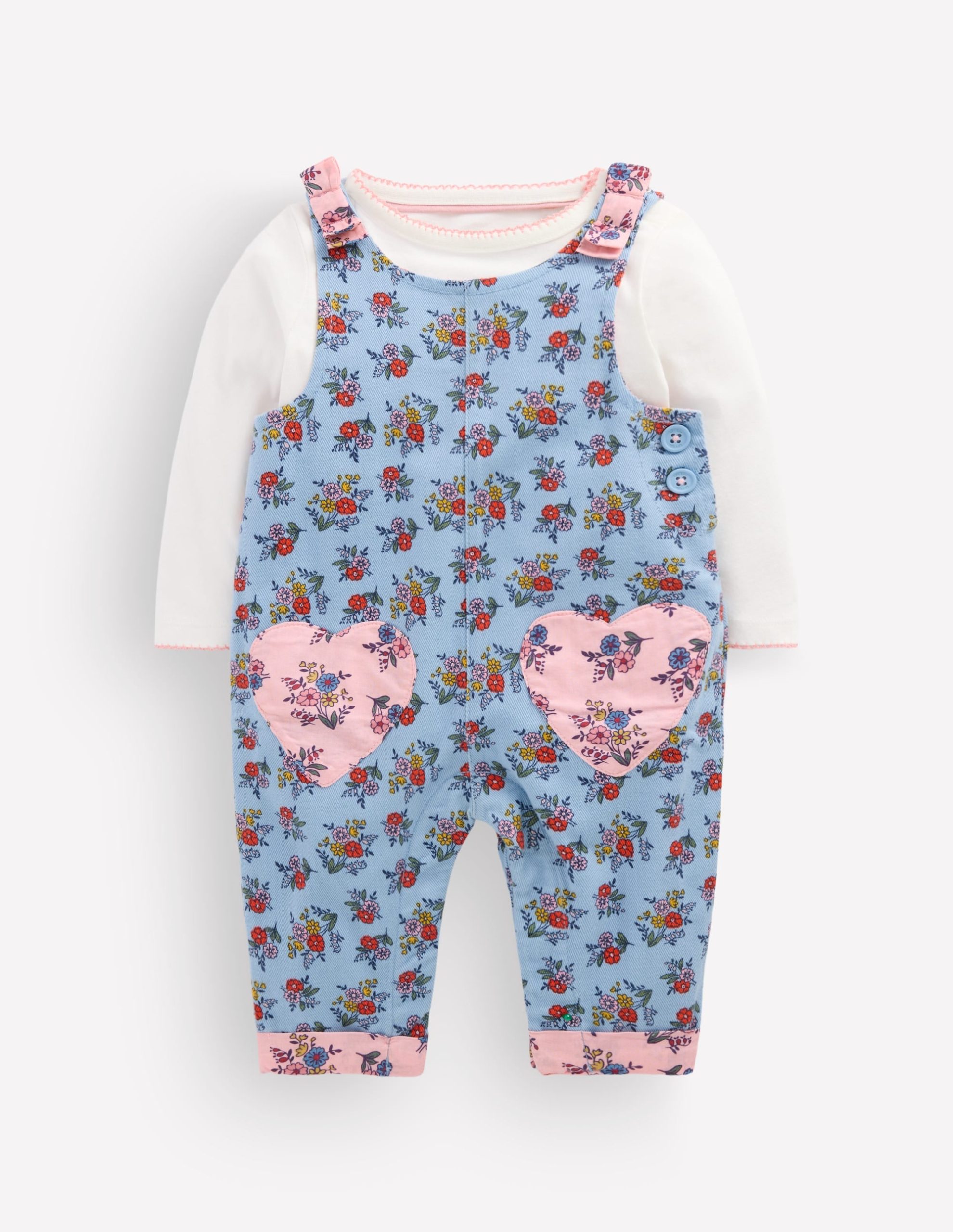 Woven Overalls Set-Blue Sprouting Garden