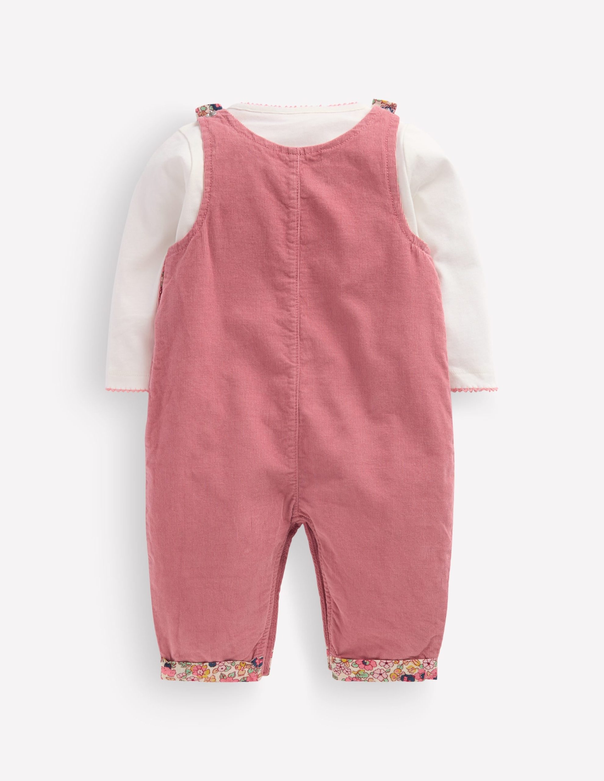 Woven Overalls Set-Formica Pink Floral Embroidery - Image 2
