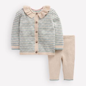 Pointelle Knitted Play Set-Harbor Grey/Oatmeal Marl
