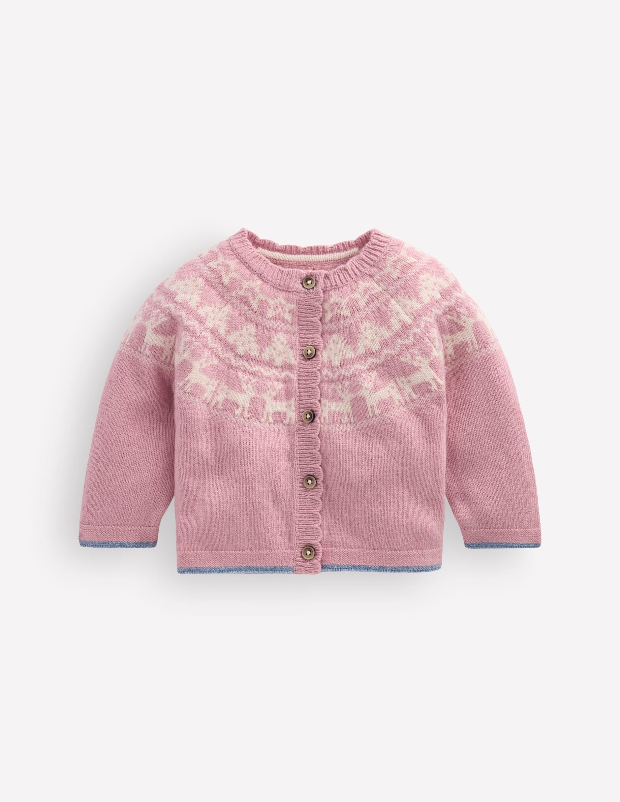 Fair Isle Cardigan-Vintage Pink Marl Festive