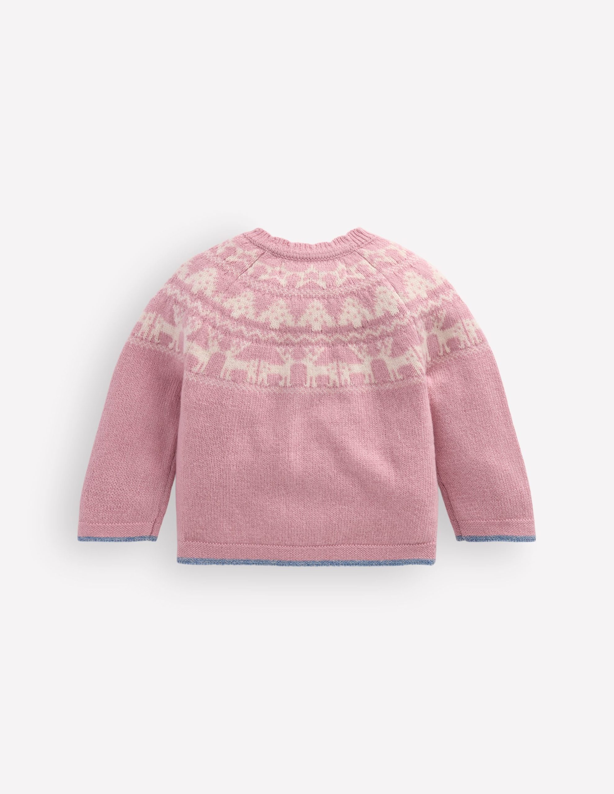 Fair Isle Cardigan-Vintage Pink Marl Festive - Image 2