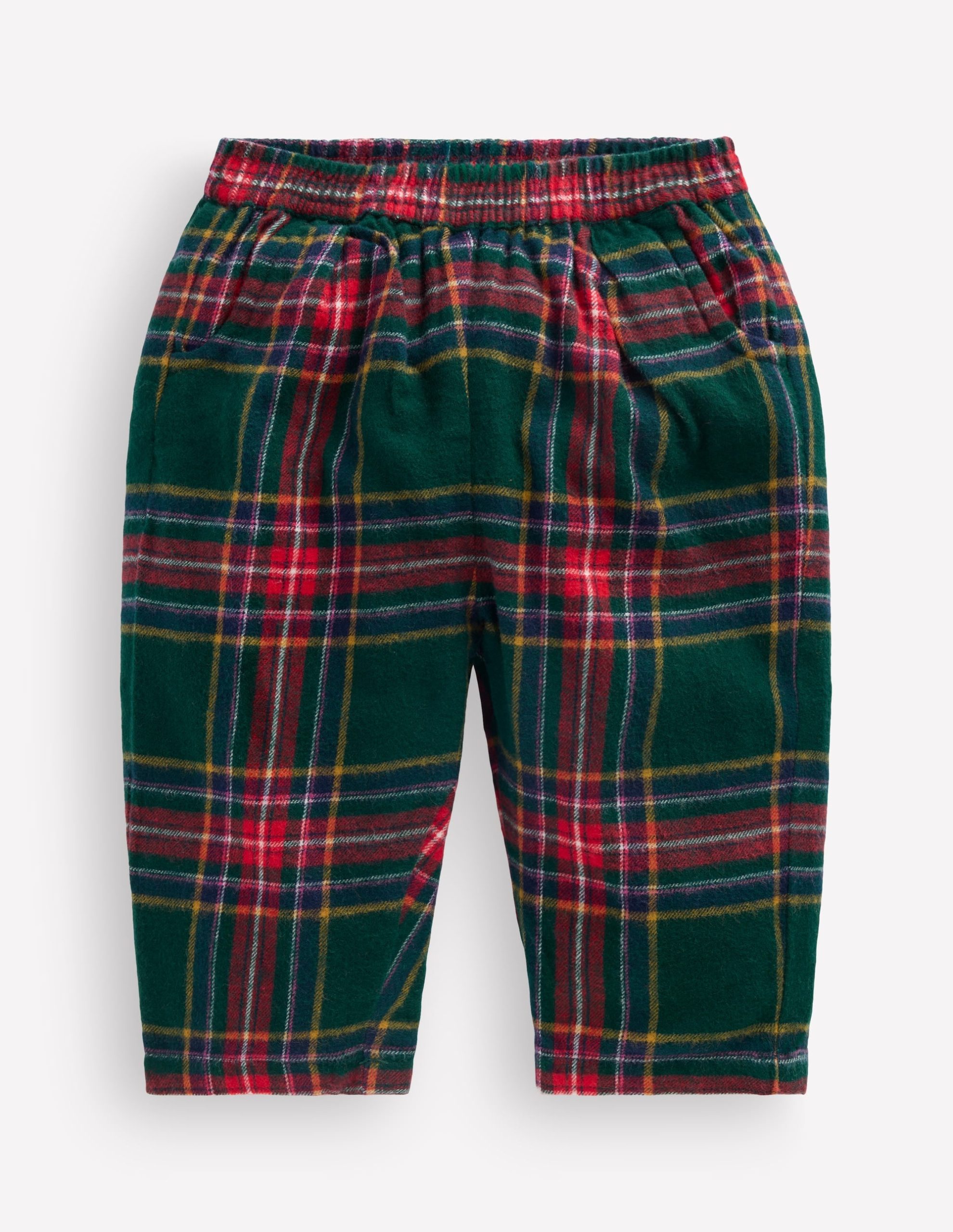 Woven Pull-on Pants-Green/Red Check