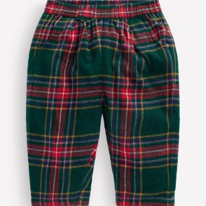 Woven Pull-on Pants-Green/Red Check