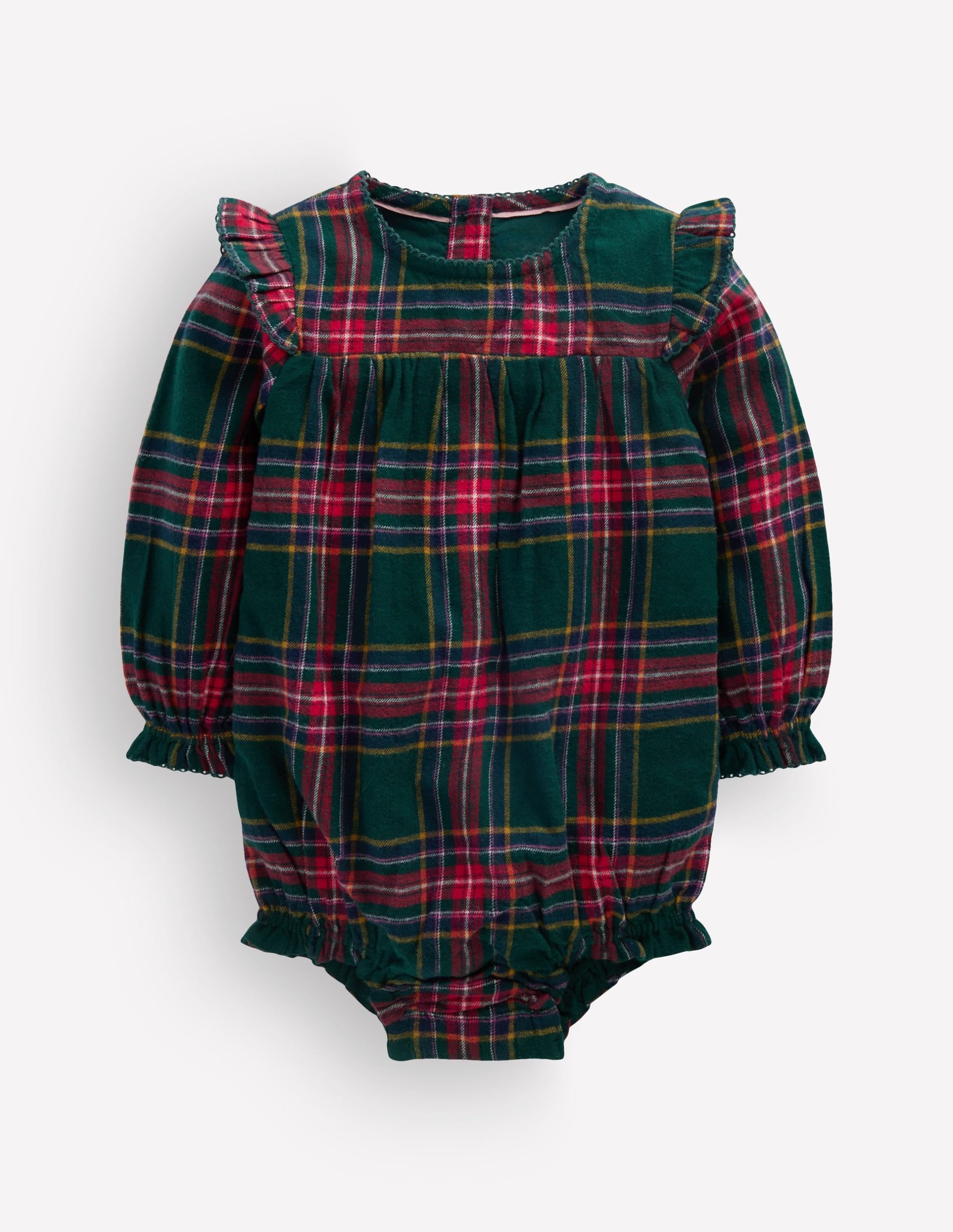 Woven Bubble Romper-Green/Red Check - Image 5