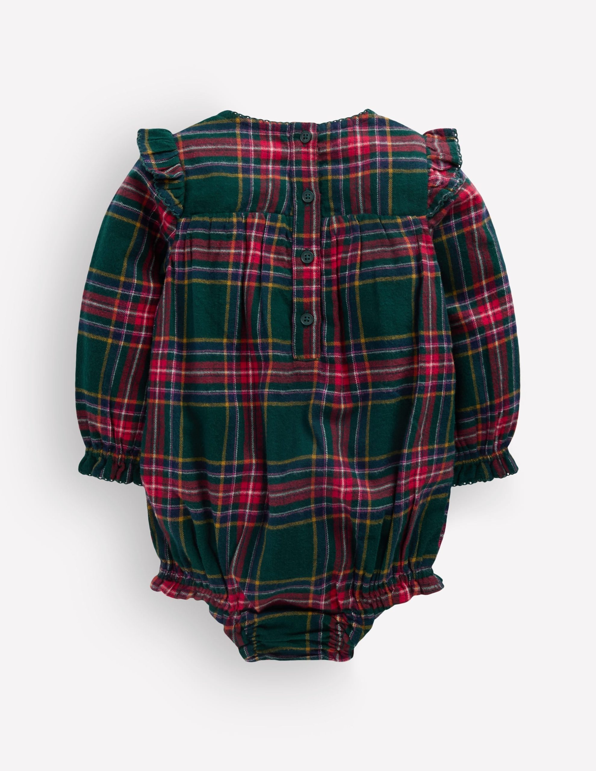 Woven Bubble Romper-Green/Red Check - Image 6