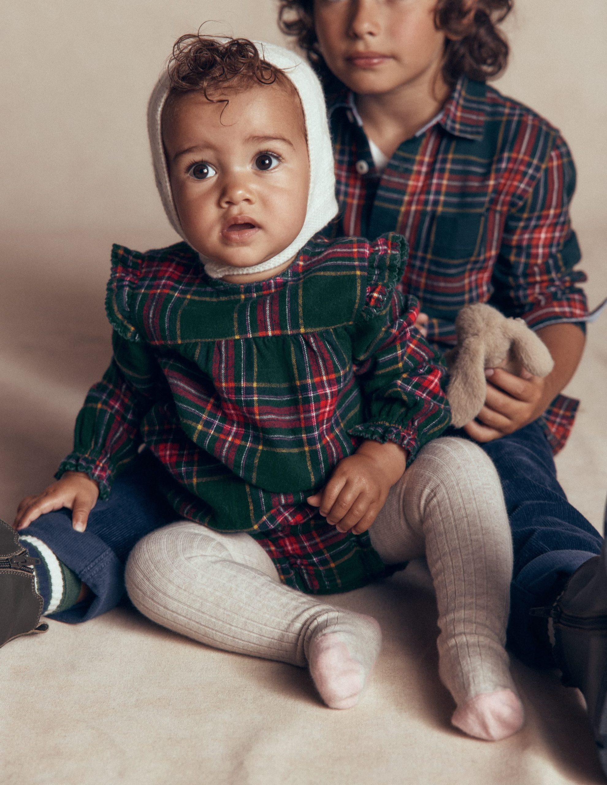 Woven Bubble Romper-Green/Red Check - Image 4