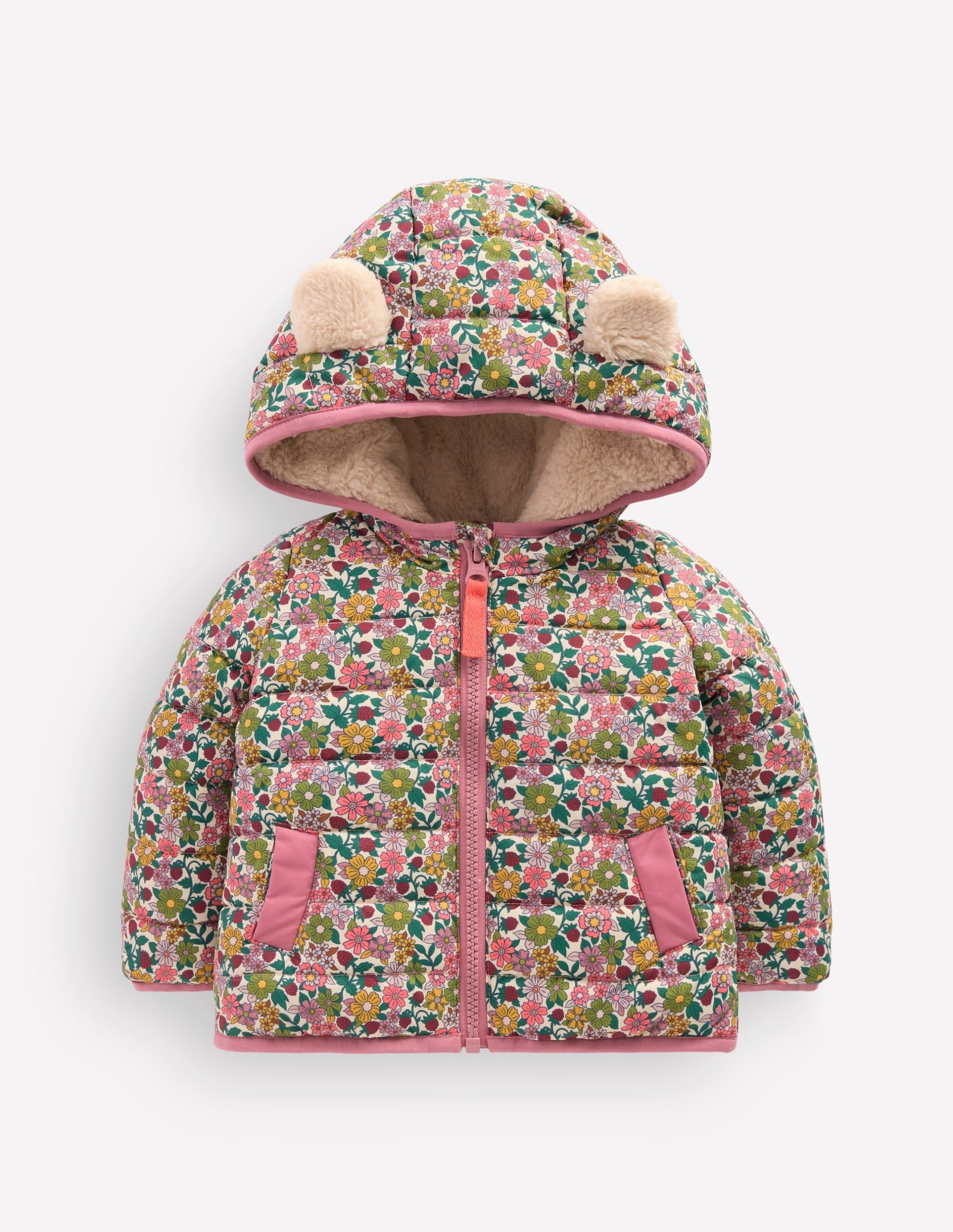 Cosy Lined Puffer Jacket-Papyrus Raspberry Floral