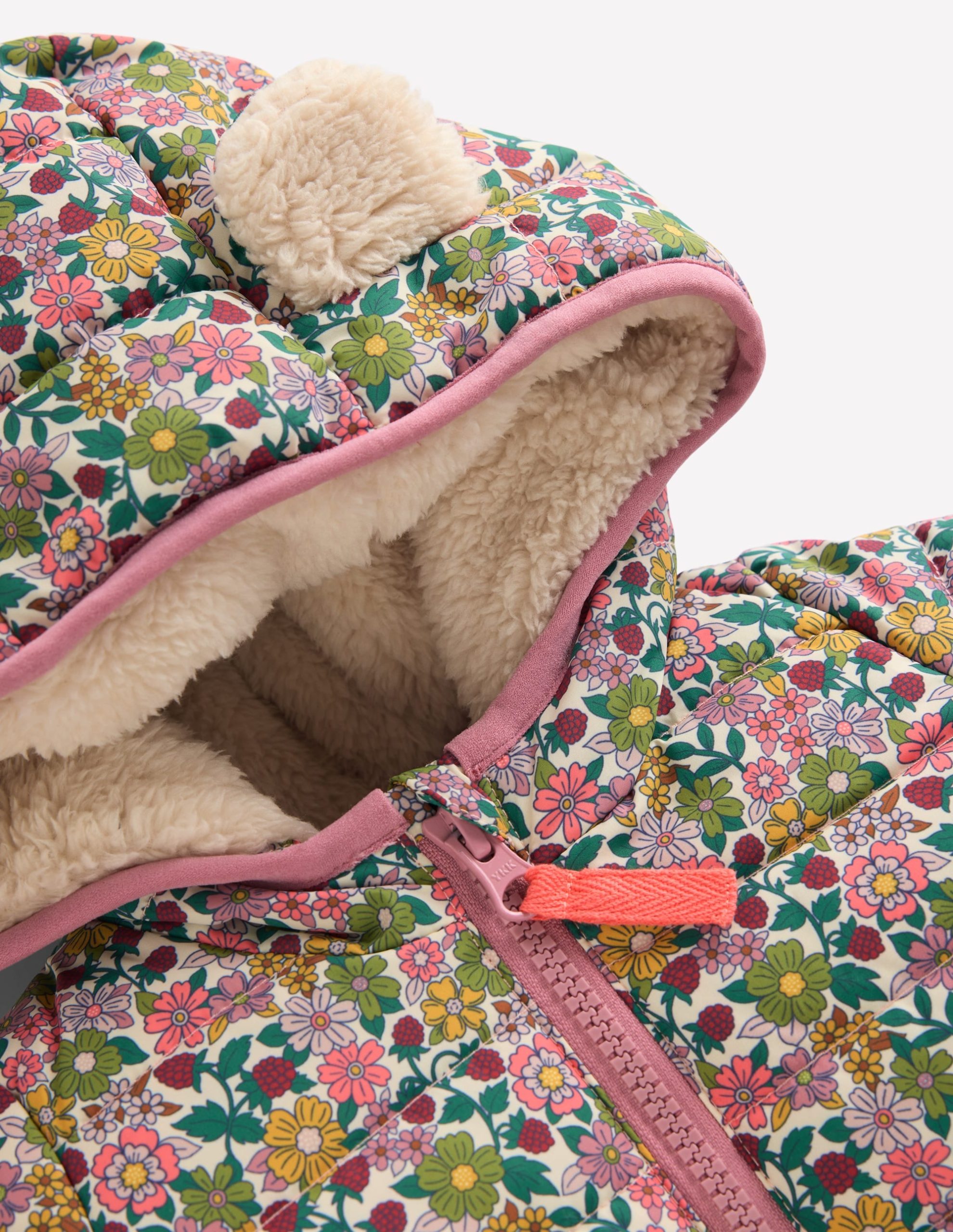 Cosy Lined Puffer Jacket-Papyrus Raspberry Floral - Image 3