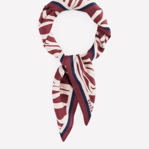 Elisabeth Silk Square Scarf-Chestnut. Zebra Swirl