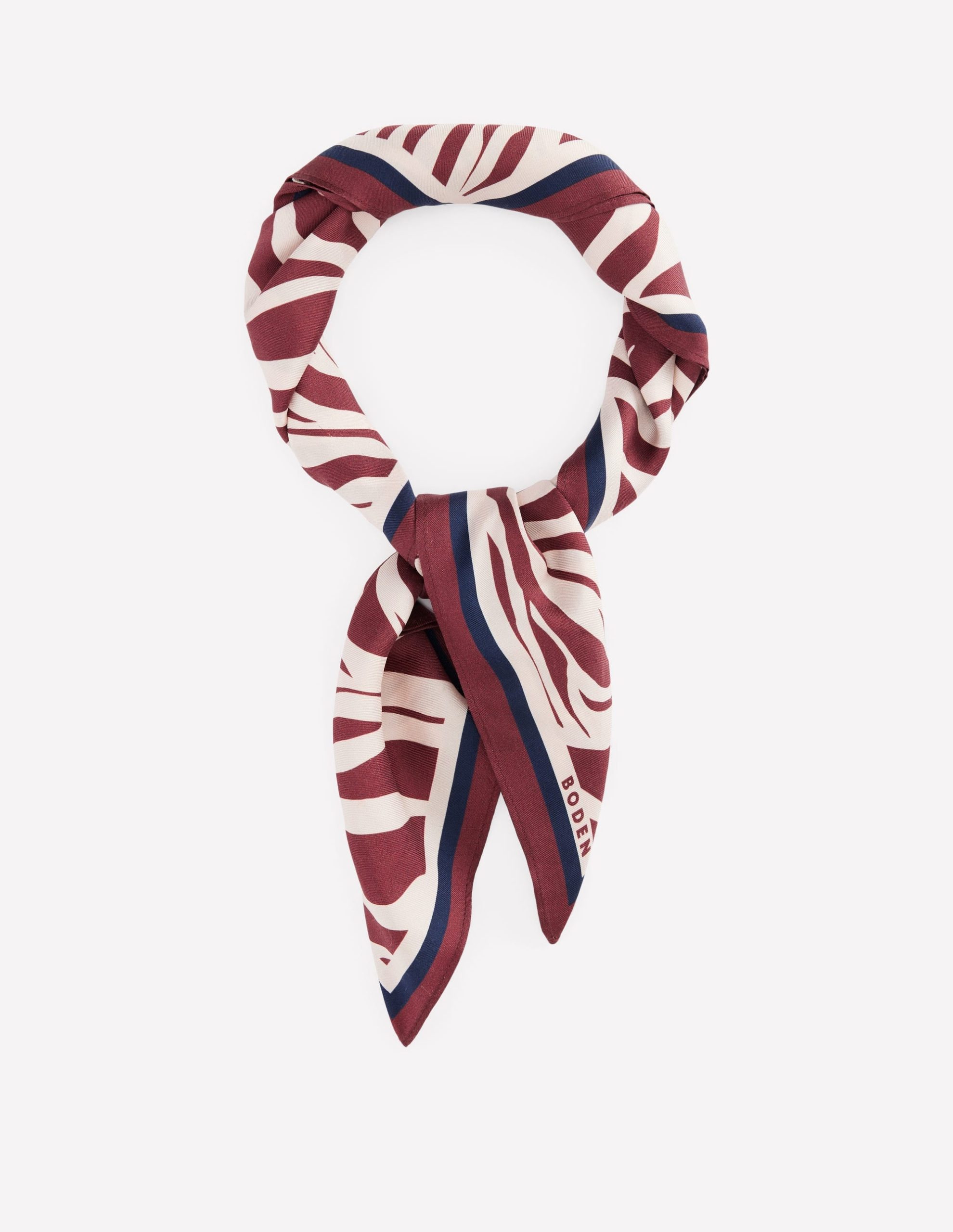 Elisabeth Silk Square Scarf-Chestnut. Zebra Swirl