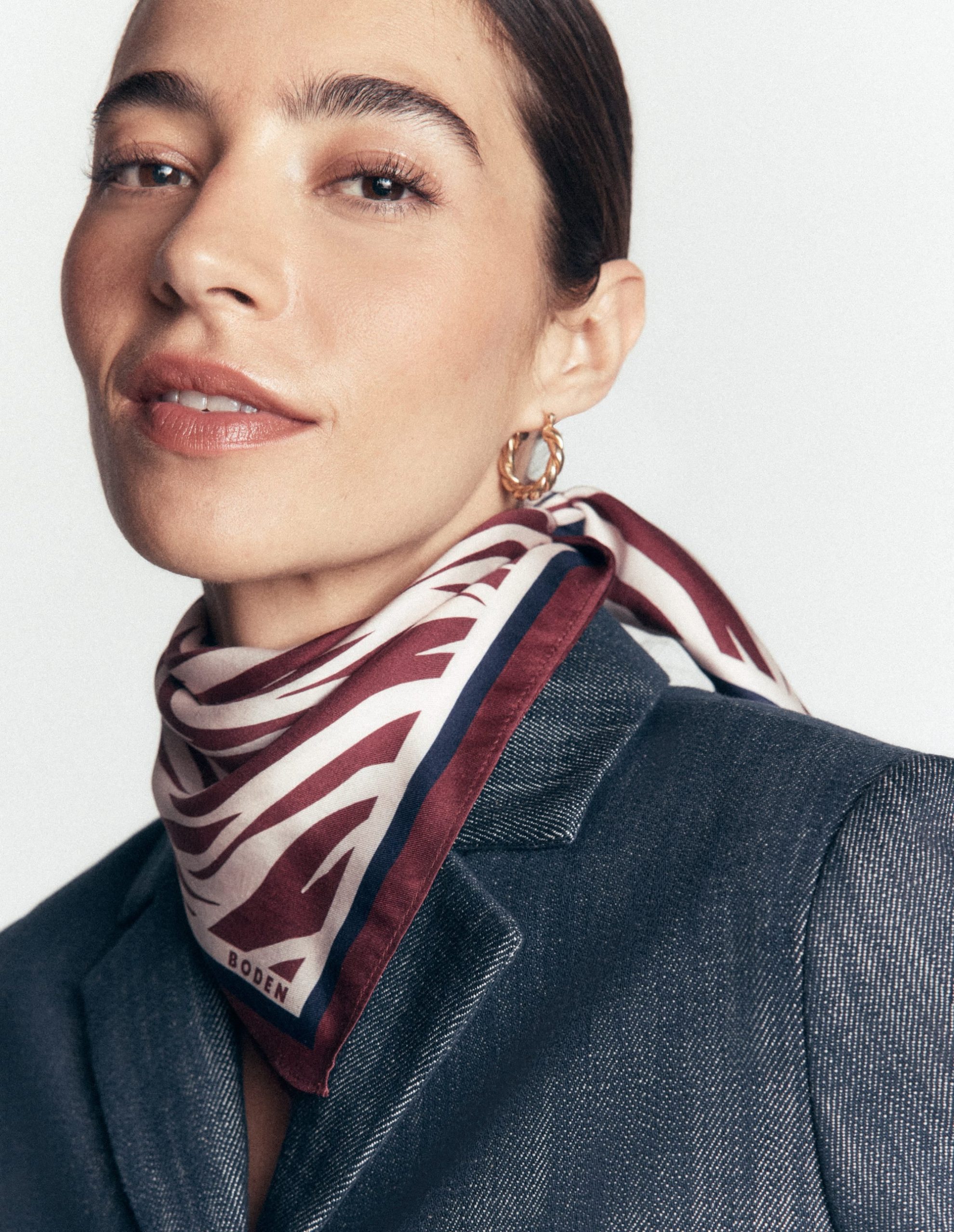 Elisabeth Silk Square Scarf-Chestnut. Zebra Swirl - Image 2