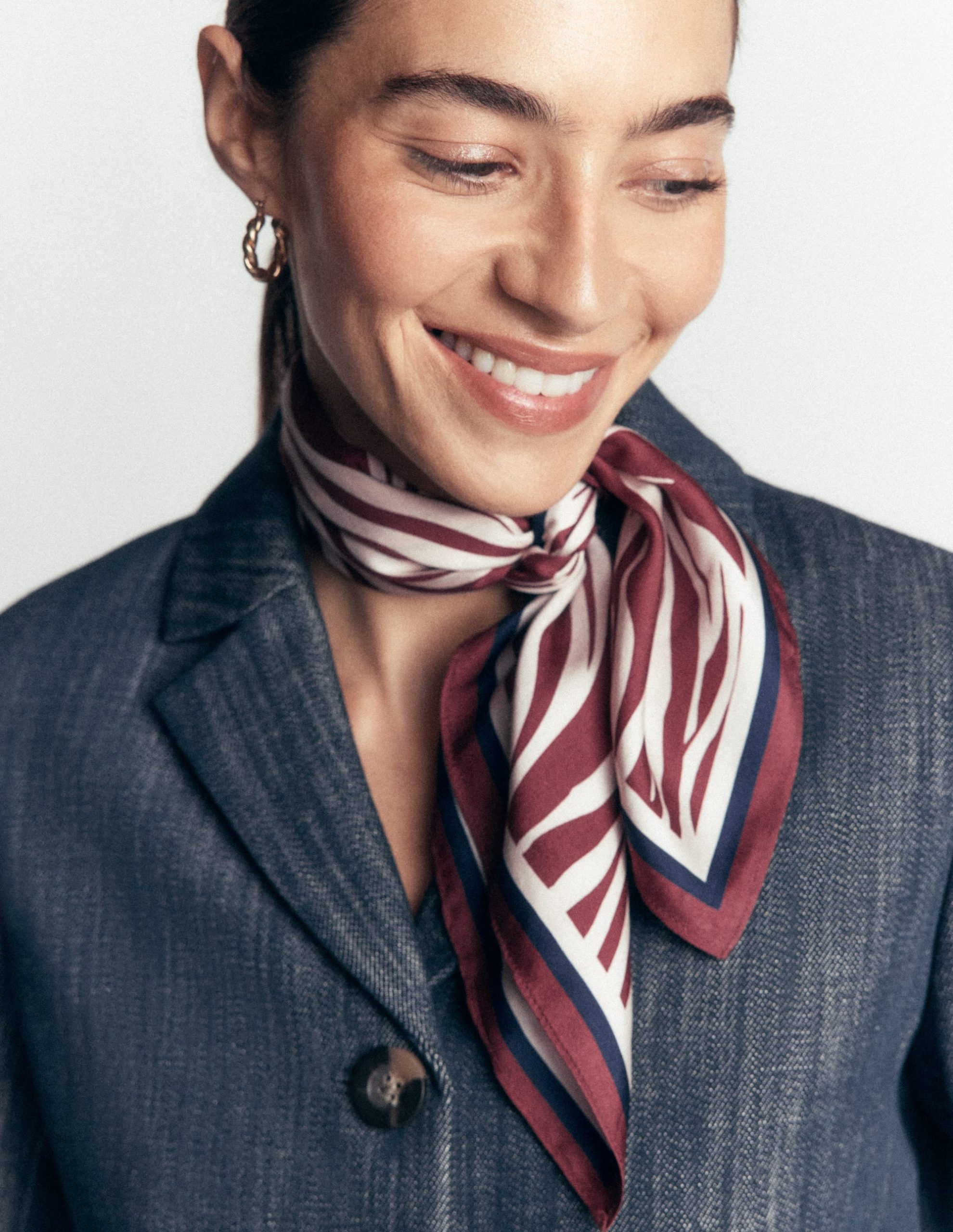 Elisabeth Silk Square Scarf-Chestnut. Zebra Swirl - Image 3