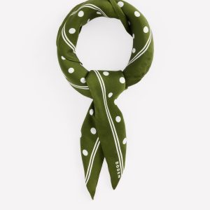 Elisabeth Silk Square Scarf-Chive. Spot