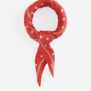 Elisabeth Silk Square Scarf-Red. Camel Spot