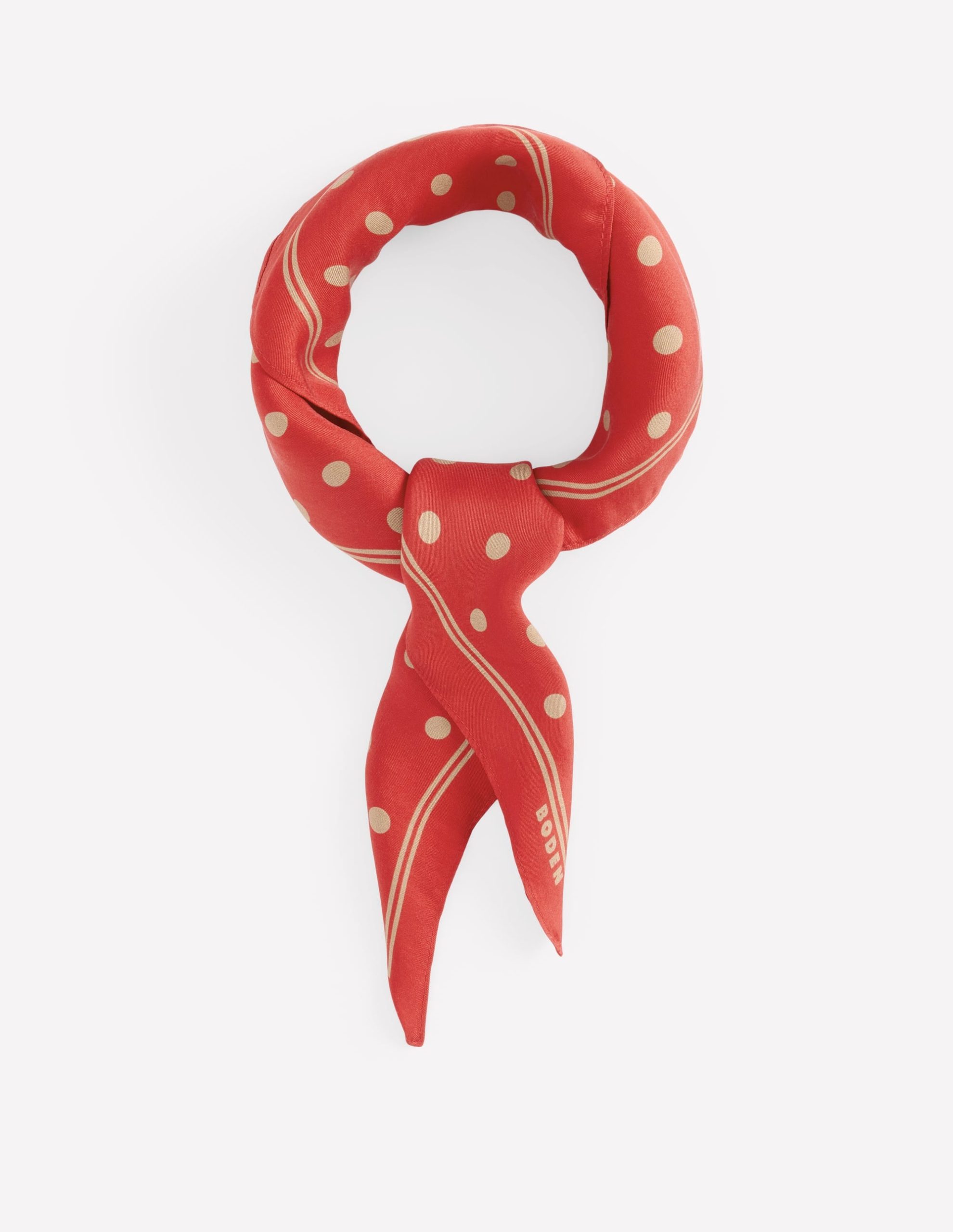 Elisabeth Silk Square Scarf-Red. Camel Spot